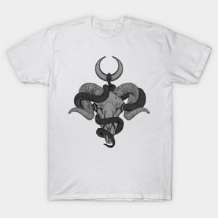 goat skull with snake T-Shirt